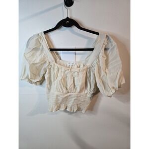 Crop Top Milkmaid Babydoll‎ Y2K Cottage Romantic Prairie Ivory Size Large